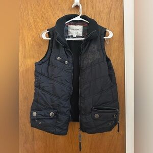 Maurices Black Quilted Vest with Embroidered Detail
